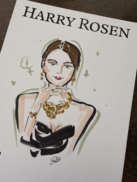 live portrait illustrations created for guests at Harry Rosen luxury brand event