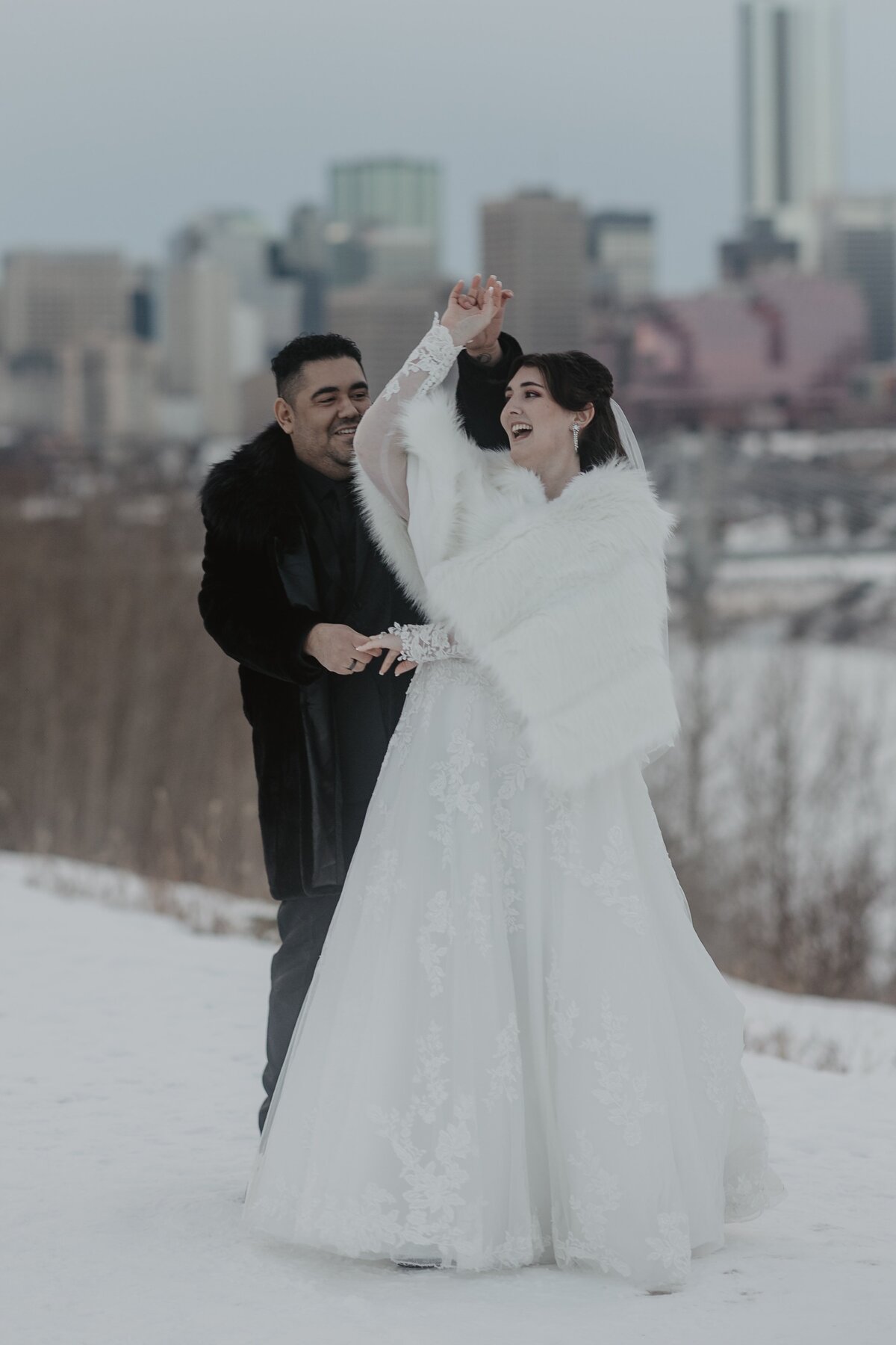 Winter Wedding day portraits Edmonton- Timeless Tales Creatives