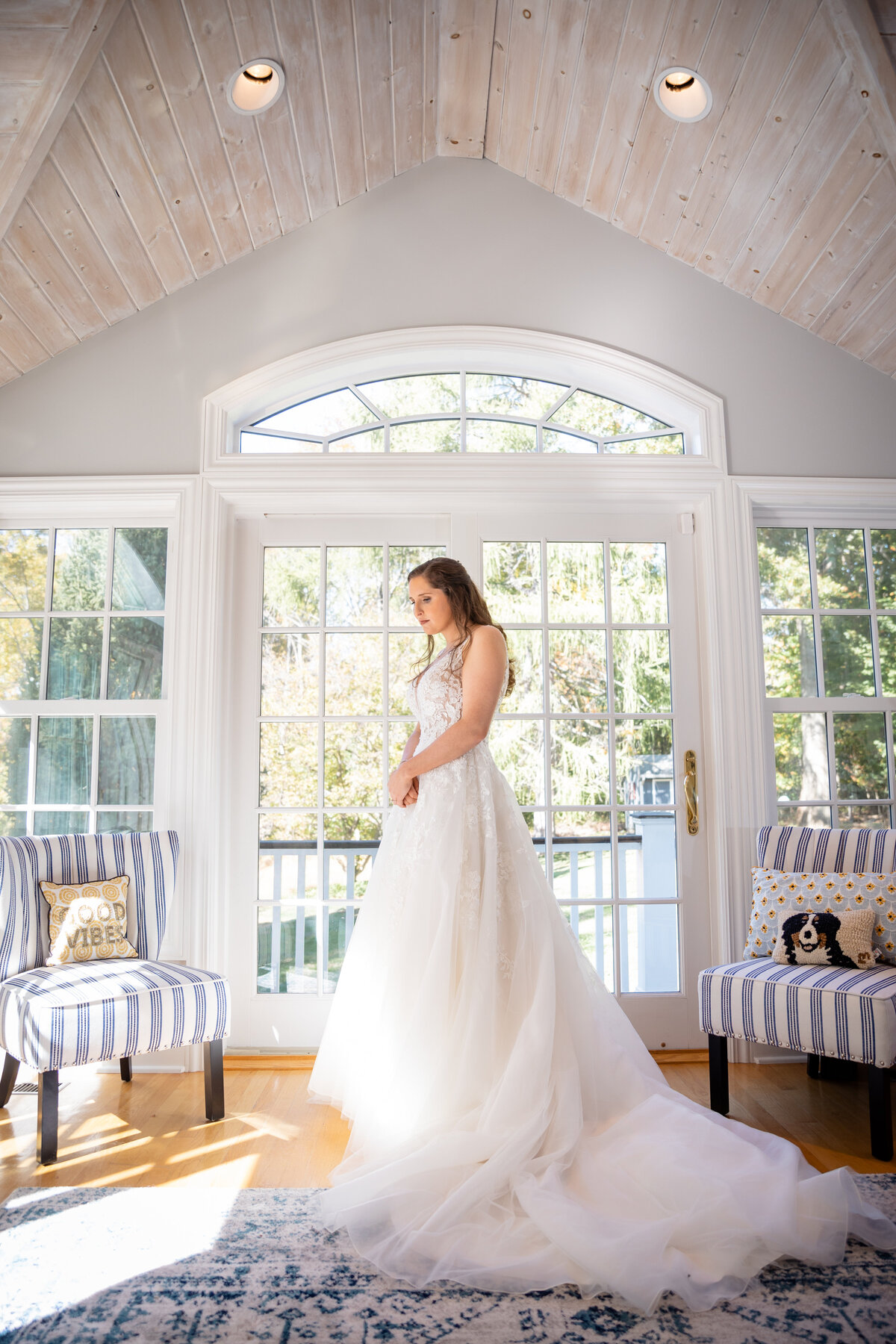 A portrait of a bride on her wedding day in Fairfield Connecticut.