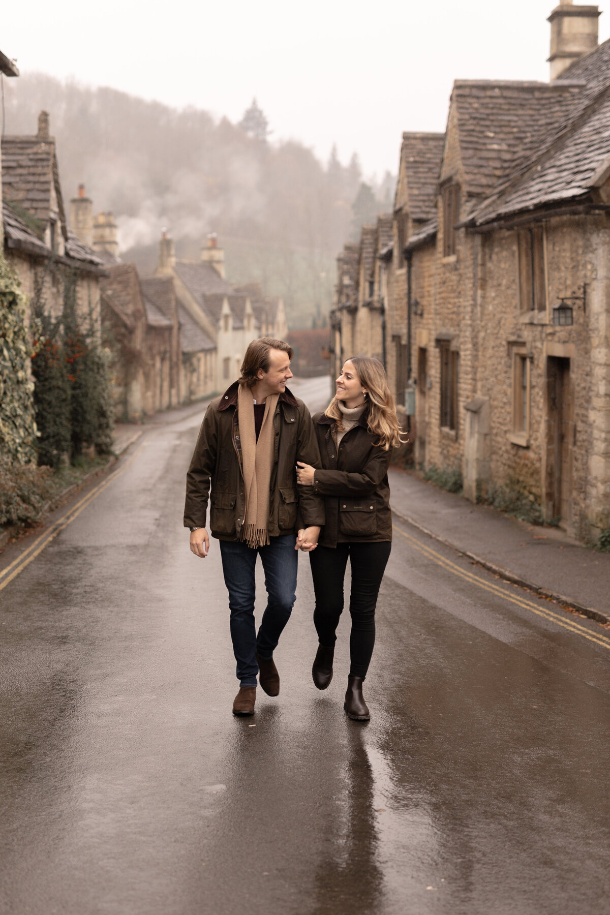 Engagement portraits in Castle Combe, Cotswolds