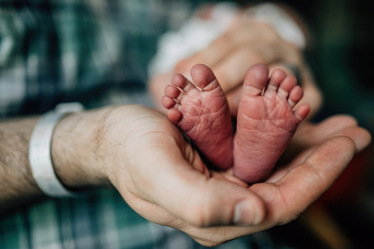 Newborn baby foot.