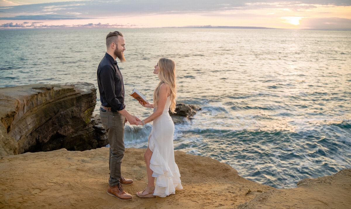 Couple Sunset Cliffs  Elopement