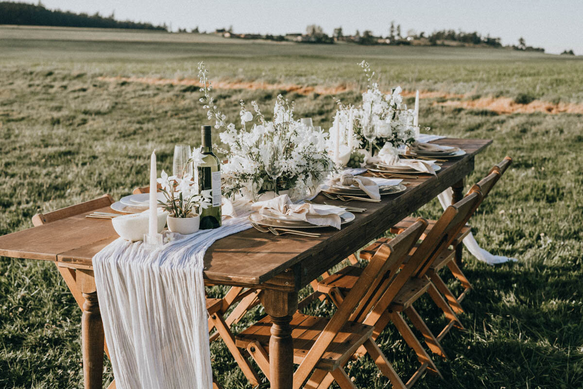 reception table setup at ebey's landing