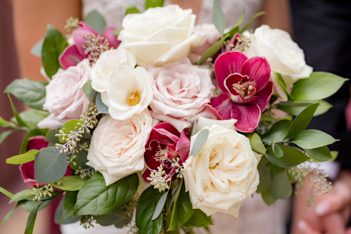 Blush and white wedding flowers
