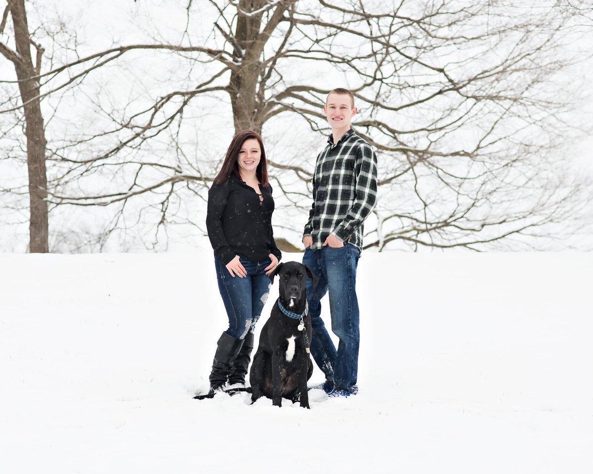 lansing mi engagement family portrait with dog