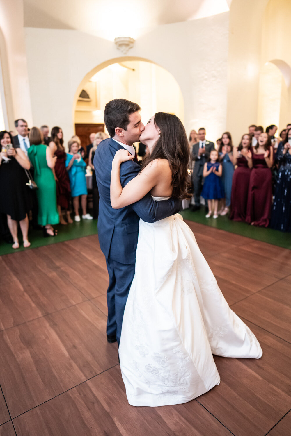 Bride and groom having fun at Latrobe's wedding reception