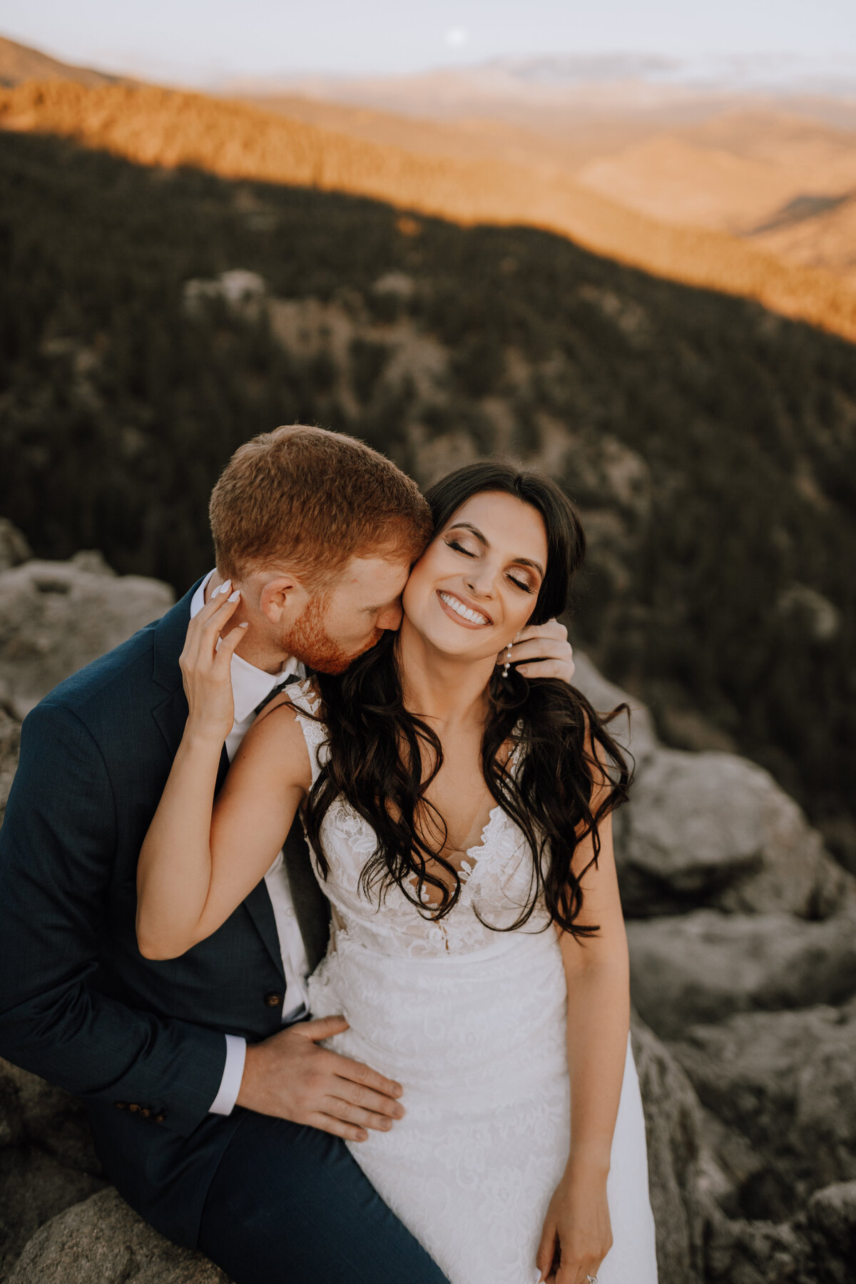 bride and groom sunrise elopement