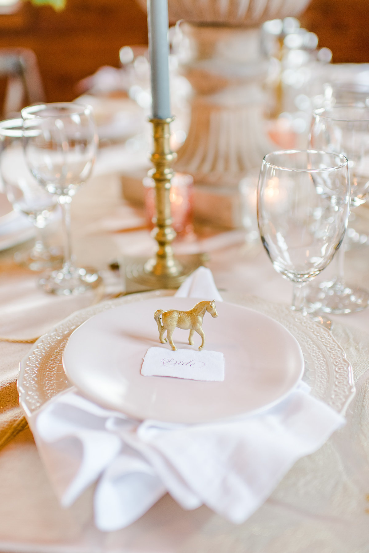 Stable View Wedding Photographer - Horse details on  wedding table