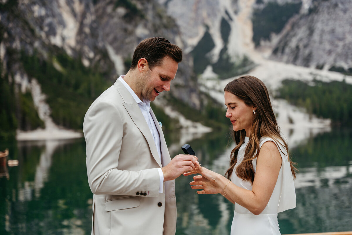 sweet couple romantic lake photo