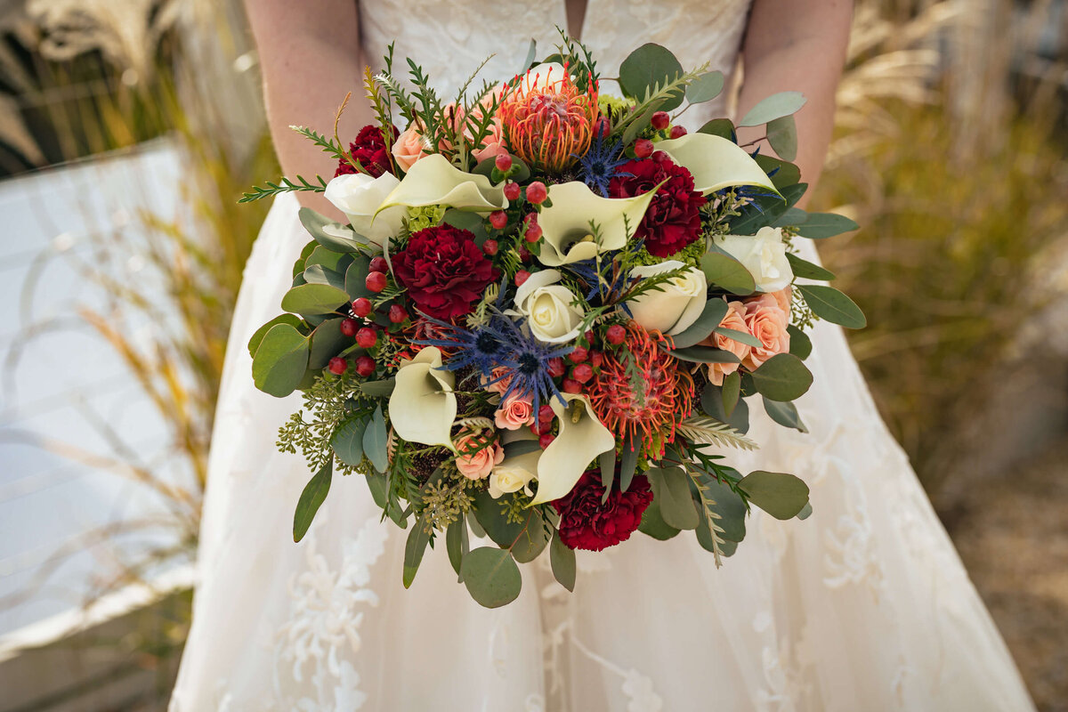 Wedding Bouquet Red Peonies White Lilies