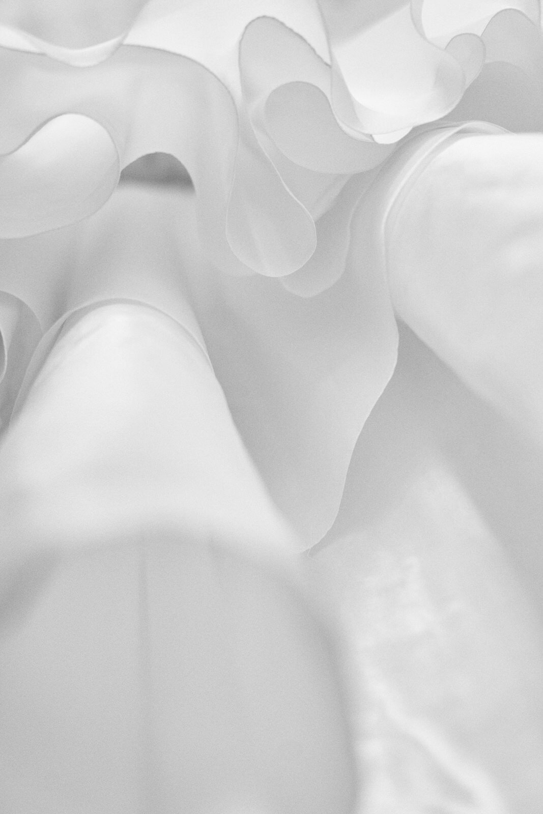 Ruffled texture of wedding dress