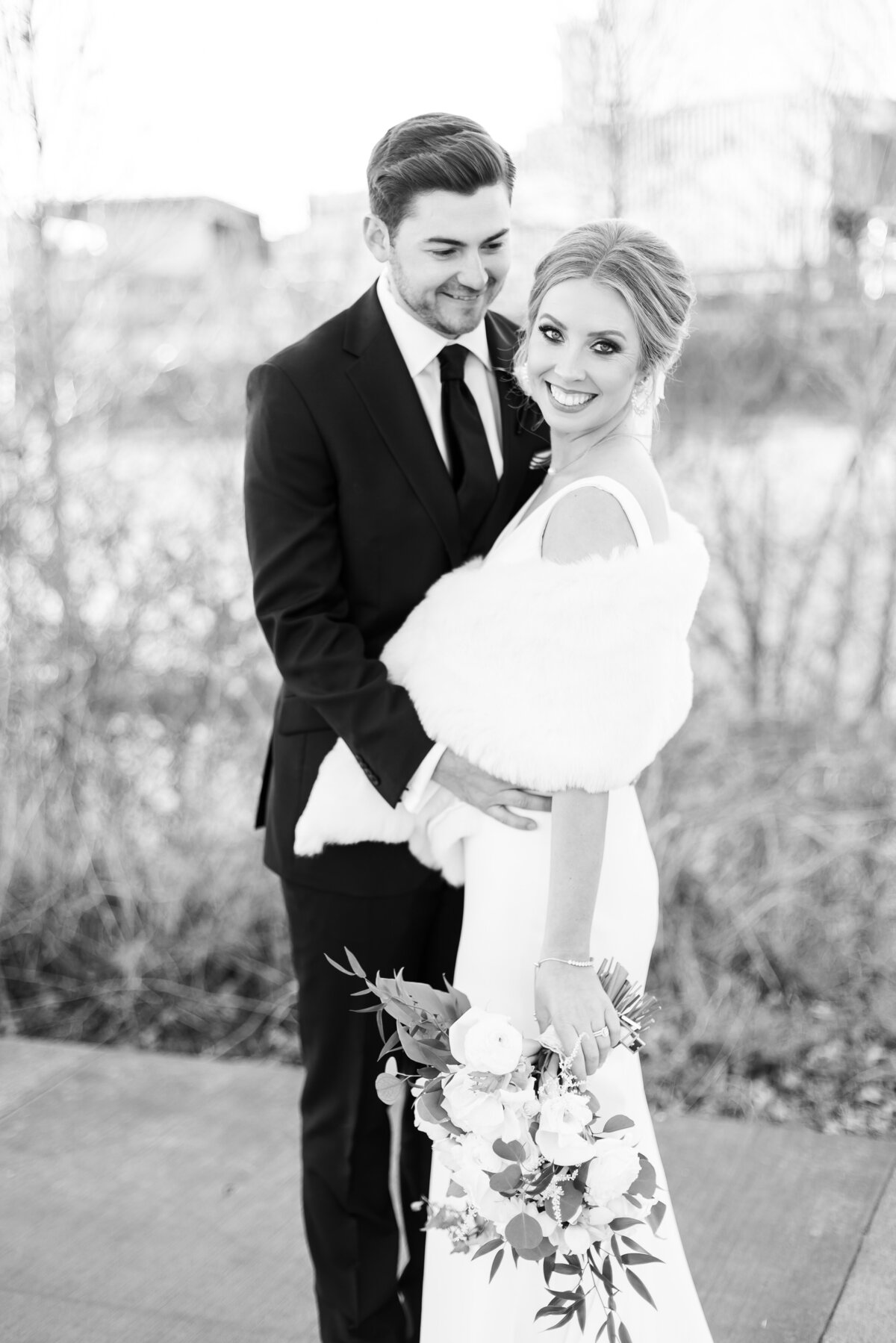Bride and groom portraits at  Tennessee State Museum wedding, Nashville