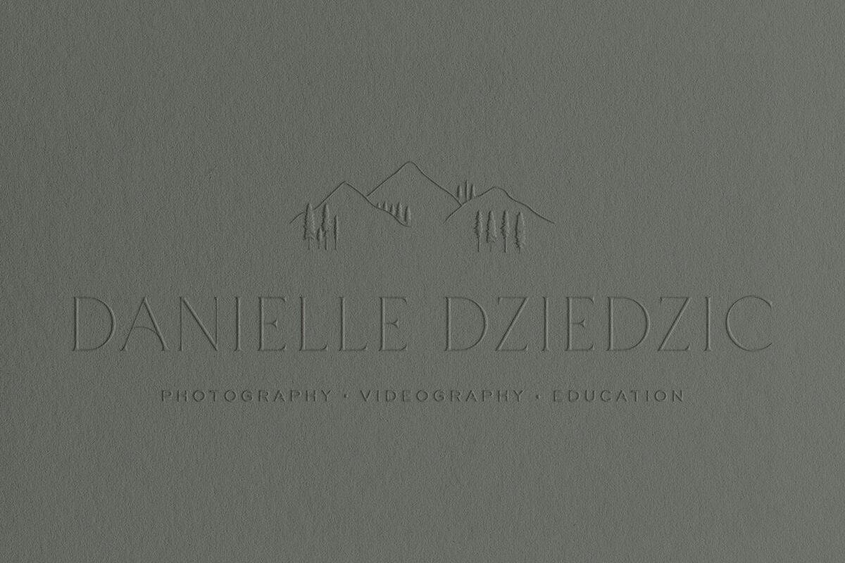 a mockup of a logo with a mountain illustration and stylish text