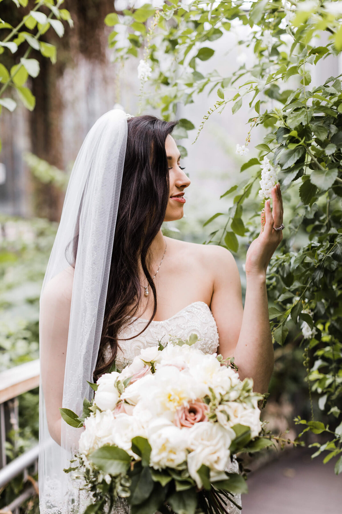 Bridal portraits at the Texas Discovery Gardens in Dallas, TX