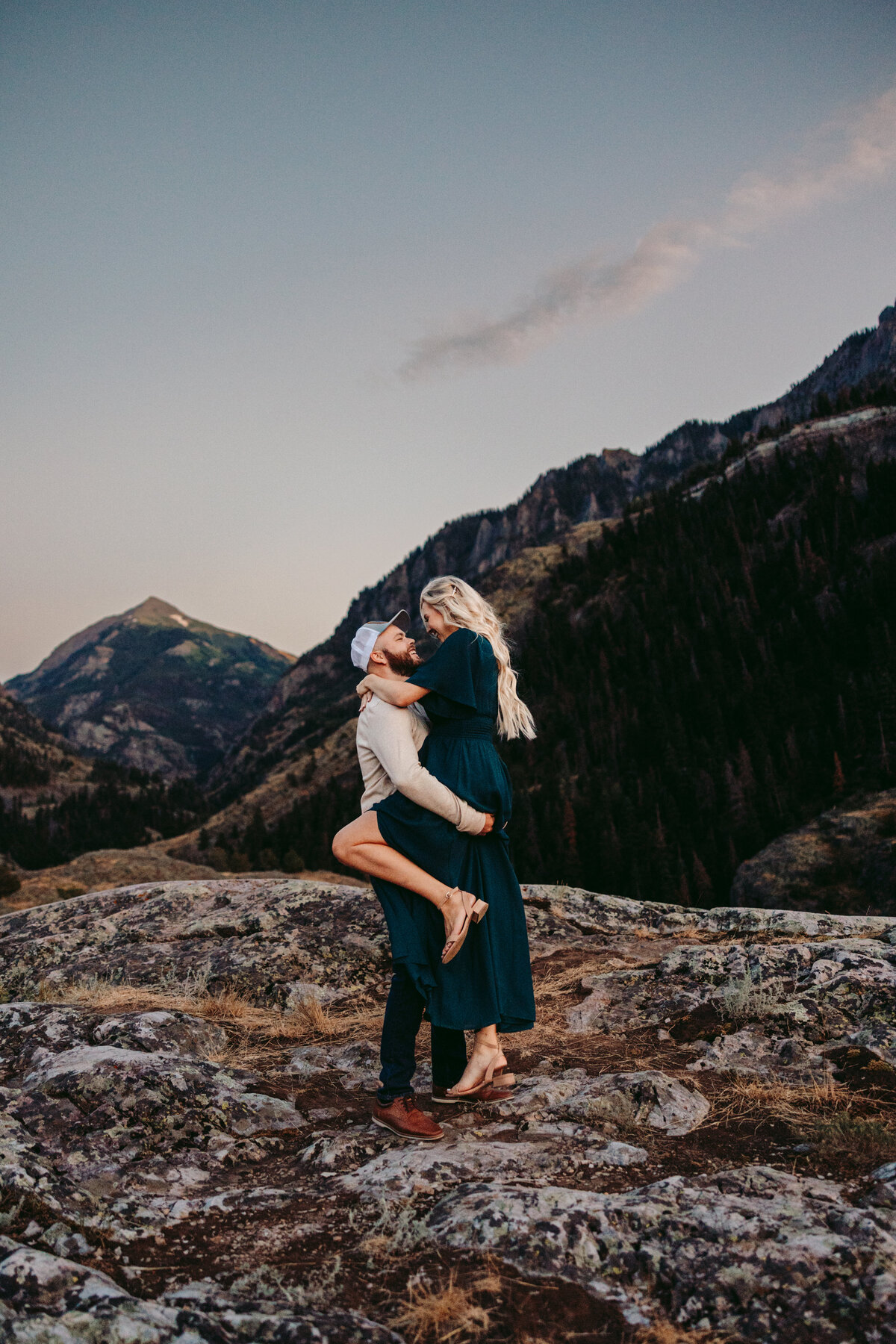 Ouray engagement session with Mt. Abrams in the background.