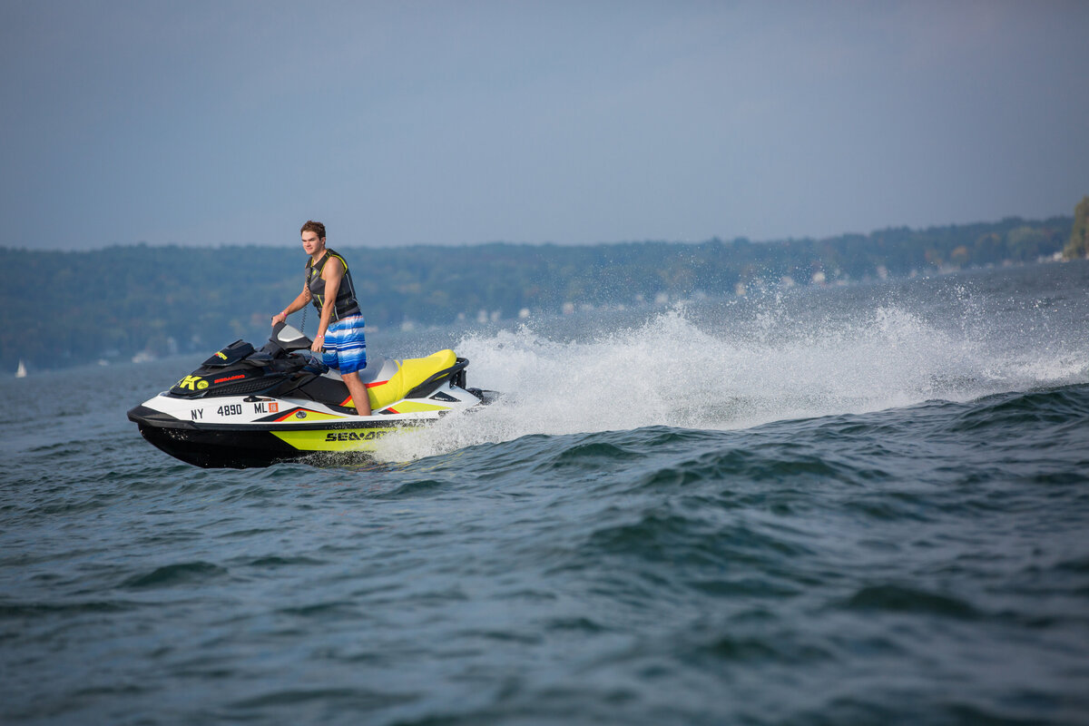 Jetski senior photo on Keuka Lake waverunner