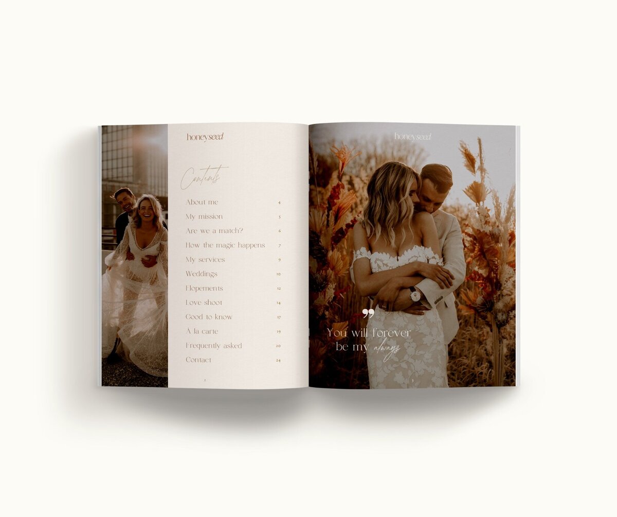 Boho pricing guide template for photographers