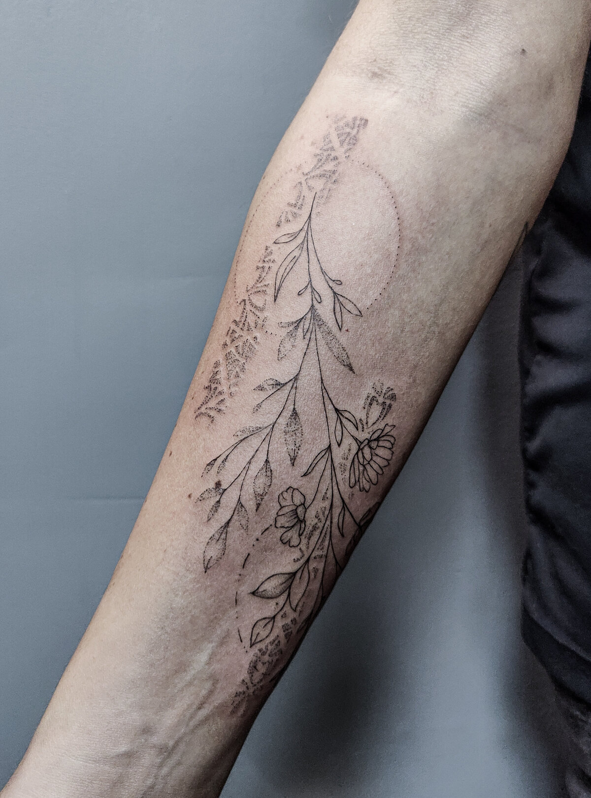 pattern tattoo, floral tattoo, organic tattoo, dotwork tattoo