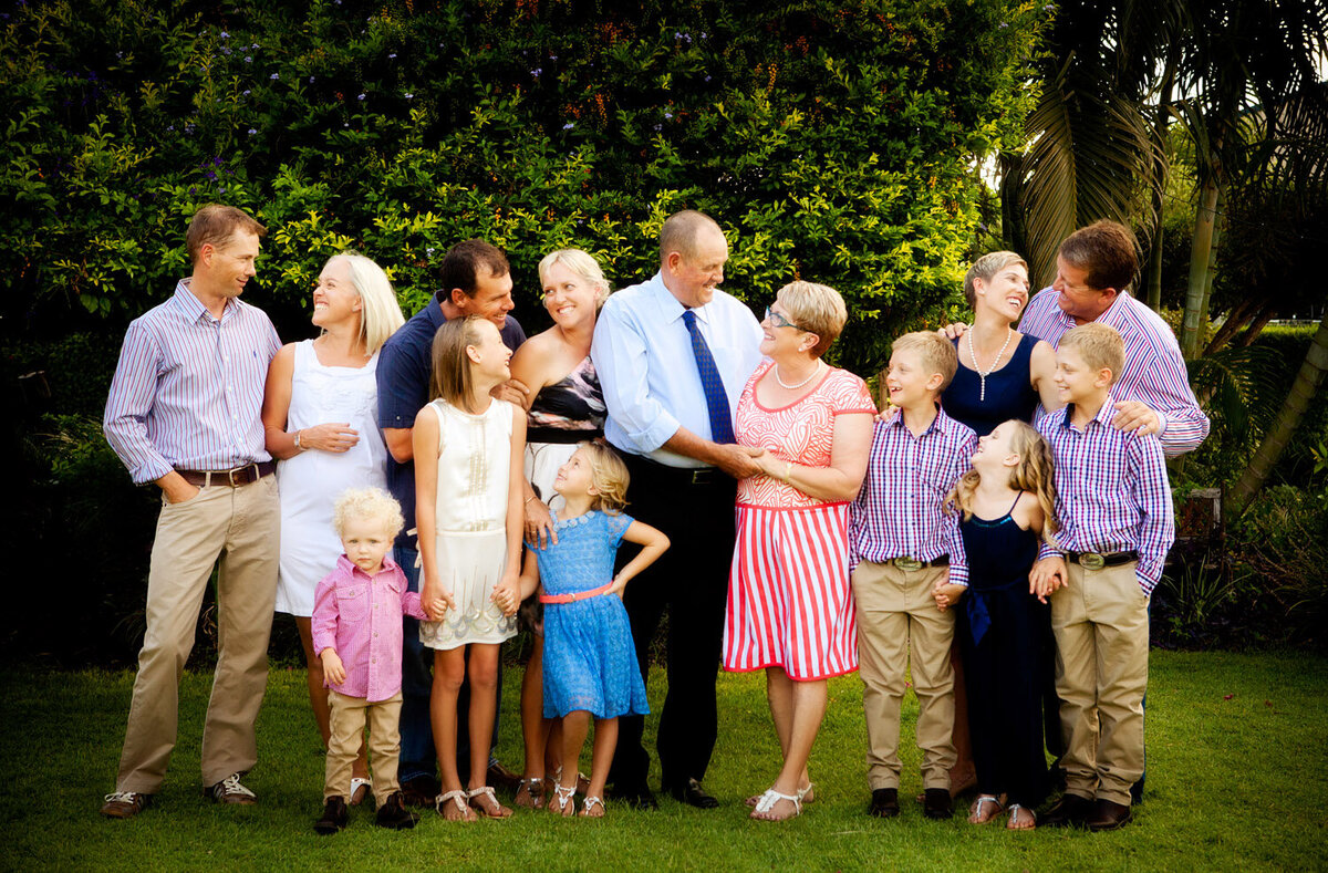 large family portrait in private garden in Emerald, QLD