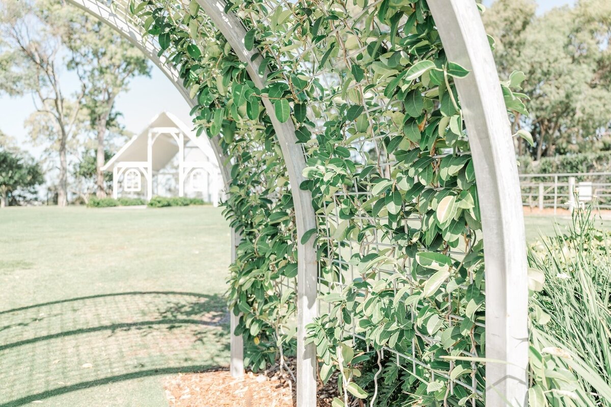 Photo of archway showing distant arbor