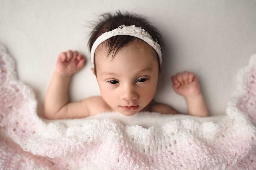 Grand Rapids Newborn Photography Baby Eyes Open by For the Love of Photography