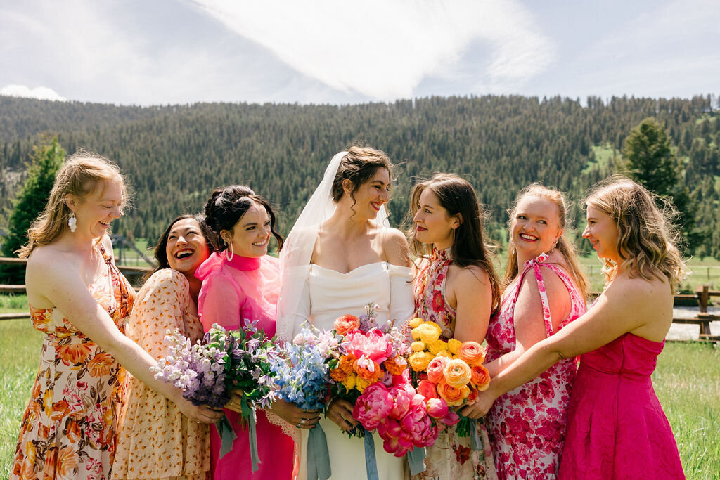 Colorful wedding party