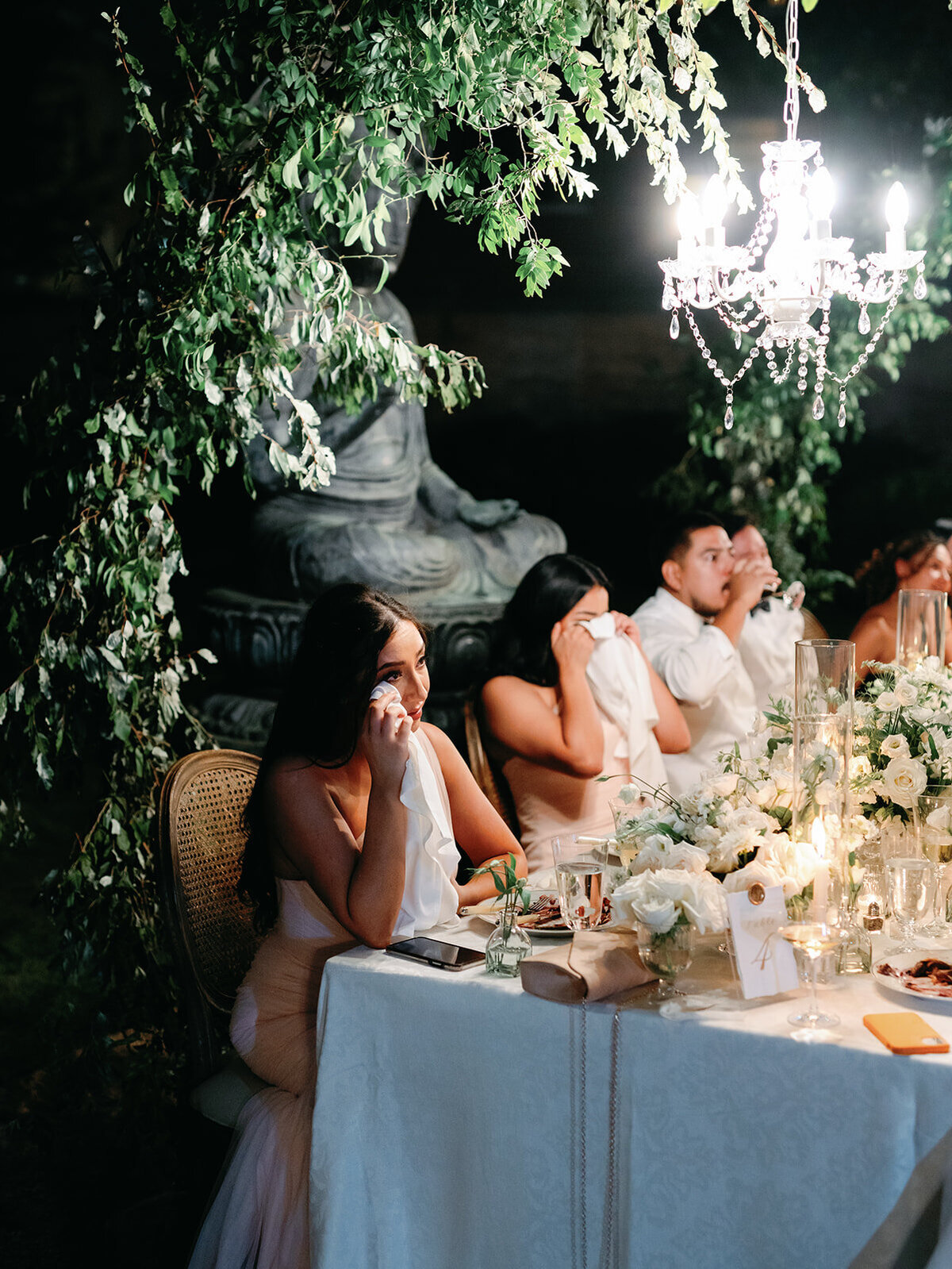 Guest shares a tear at the wedding toasts