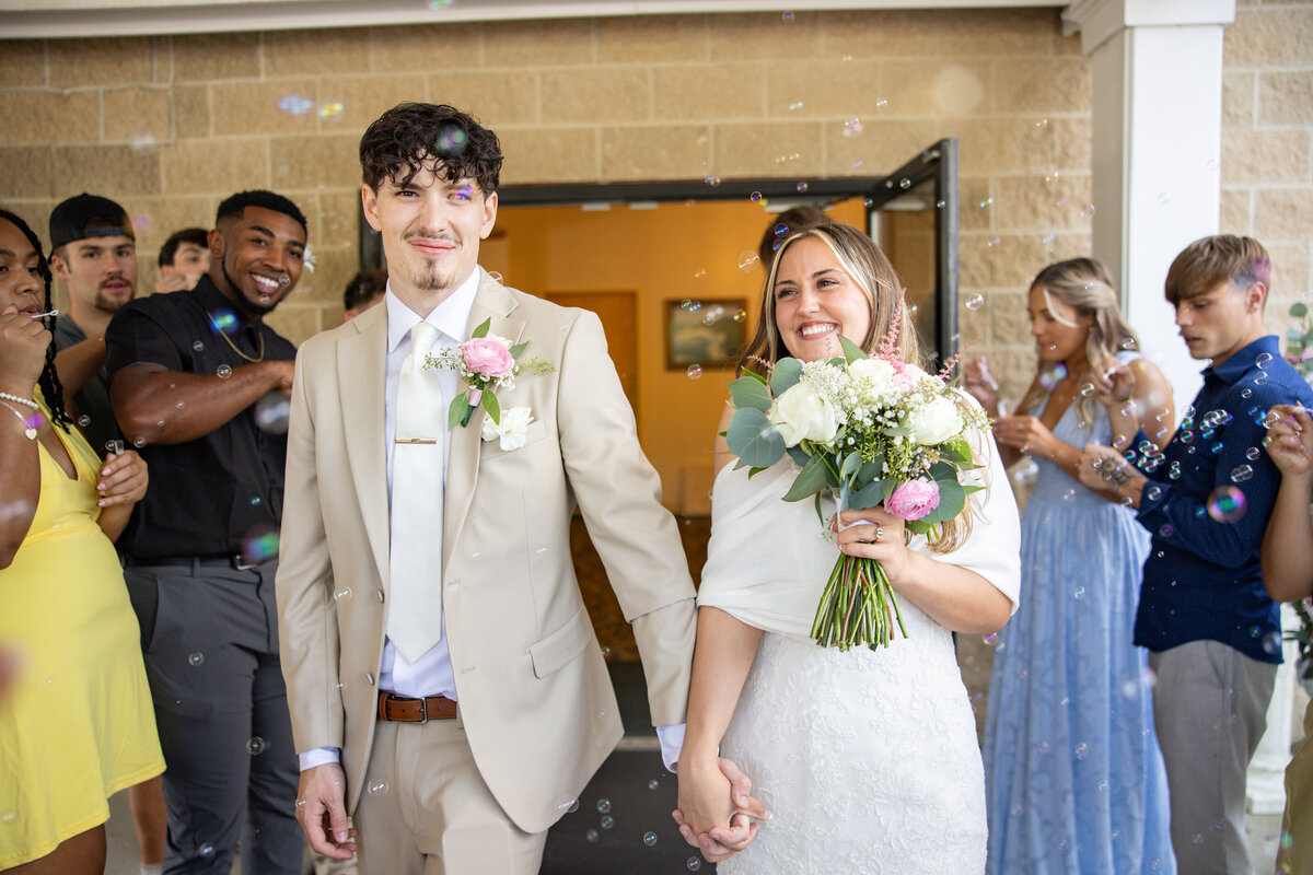 Wedding Couple Bubble Exit