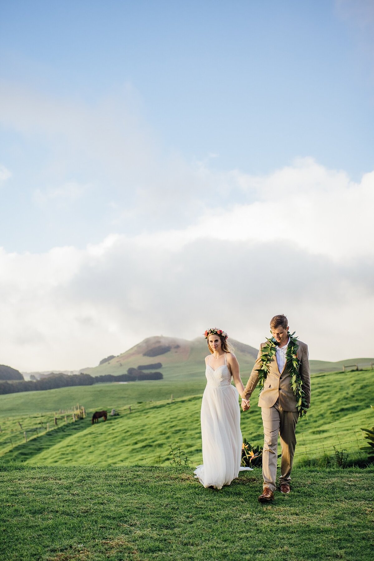 bride and groom walking