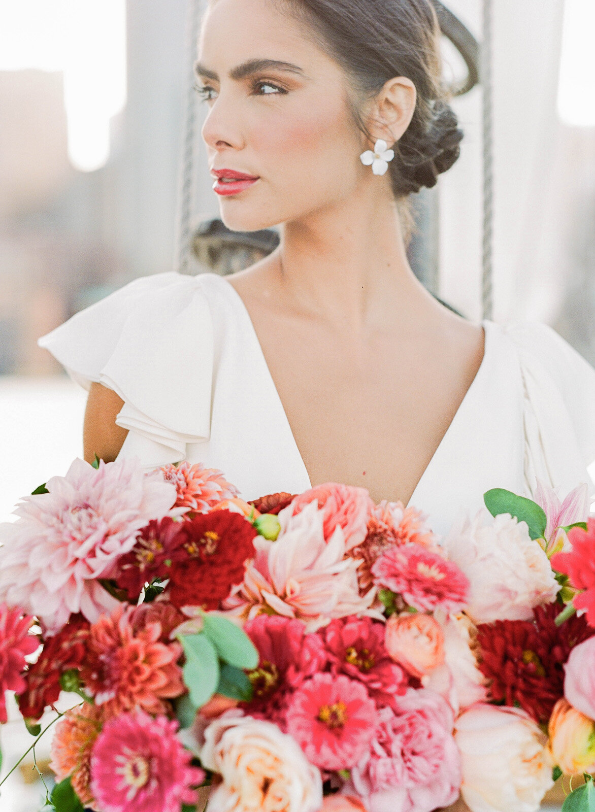 Kate-Murtaugh-Events-elopement-wedding-planner-Boston-Harbor-sailing-sail-boat-yacht-greenery-floral-sunset-bridal-portrait-dahlias