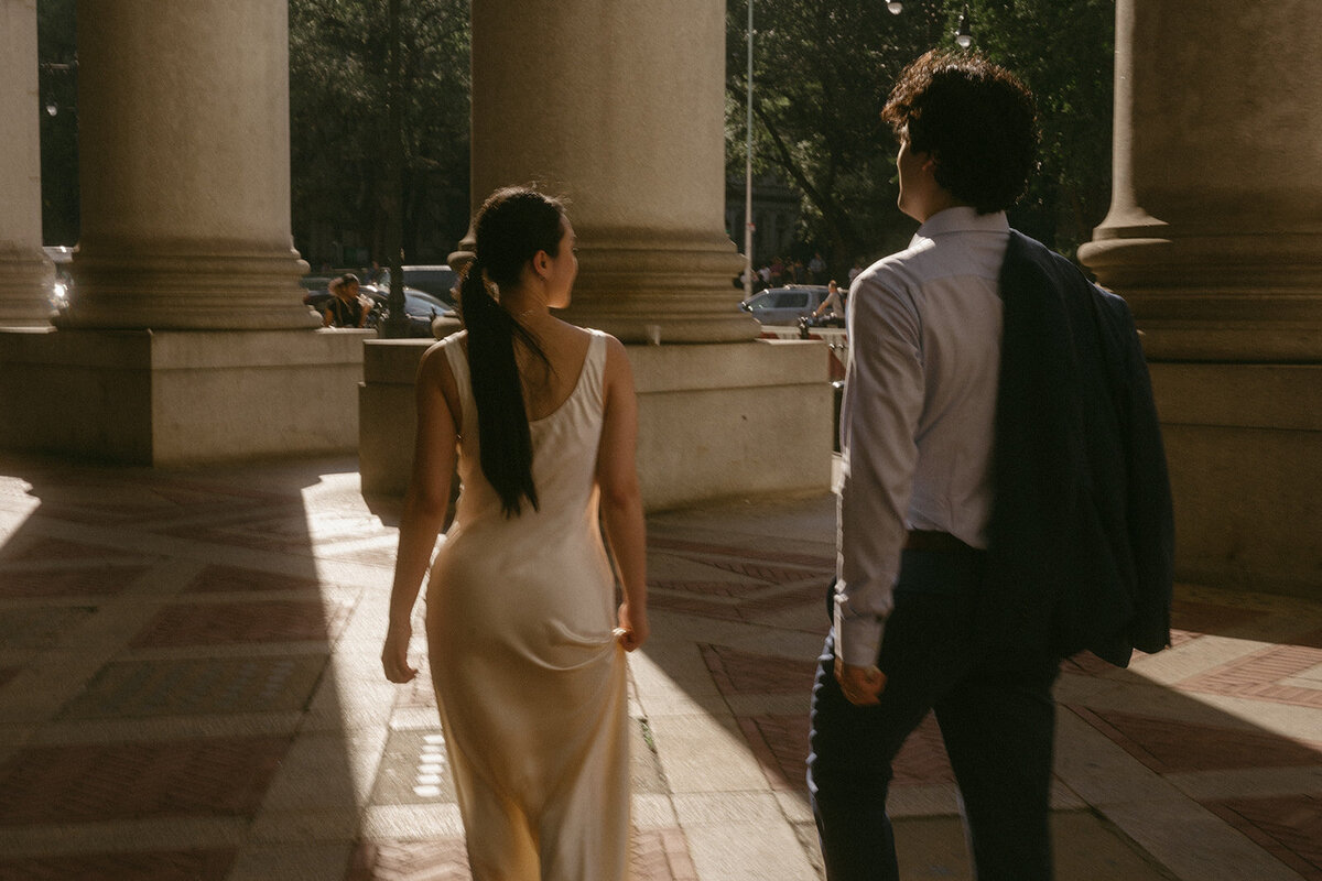 couple outside before NY City Hall elopement shot by Elsie Goodman Photography | NYC Elopement Packages
