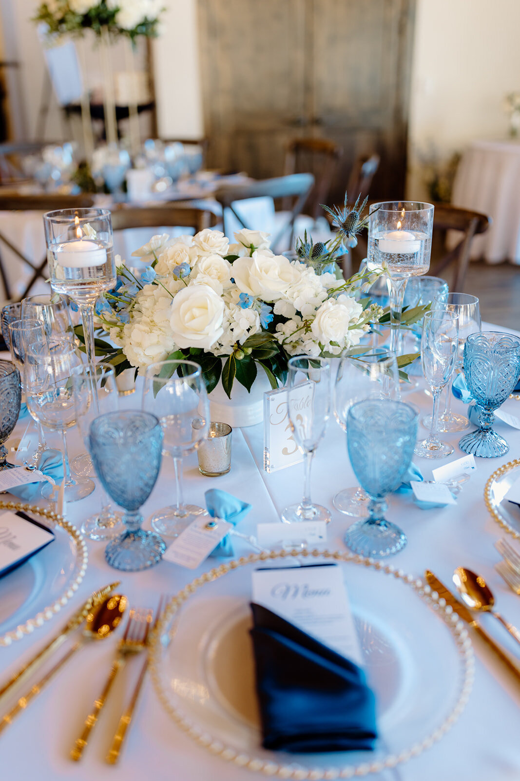 blue and white wedding theme