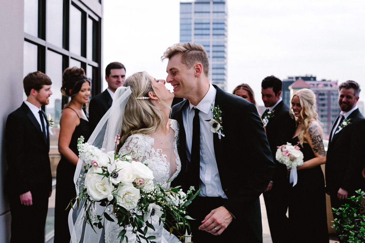 Nashville wedding photographer captures bride and groom kissing