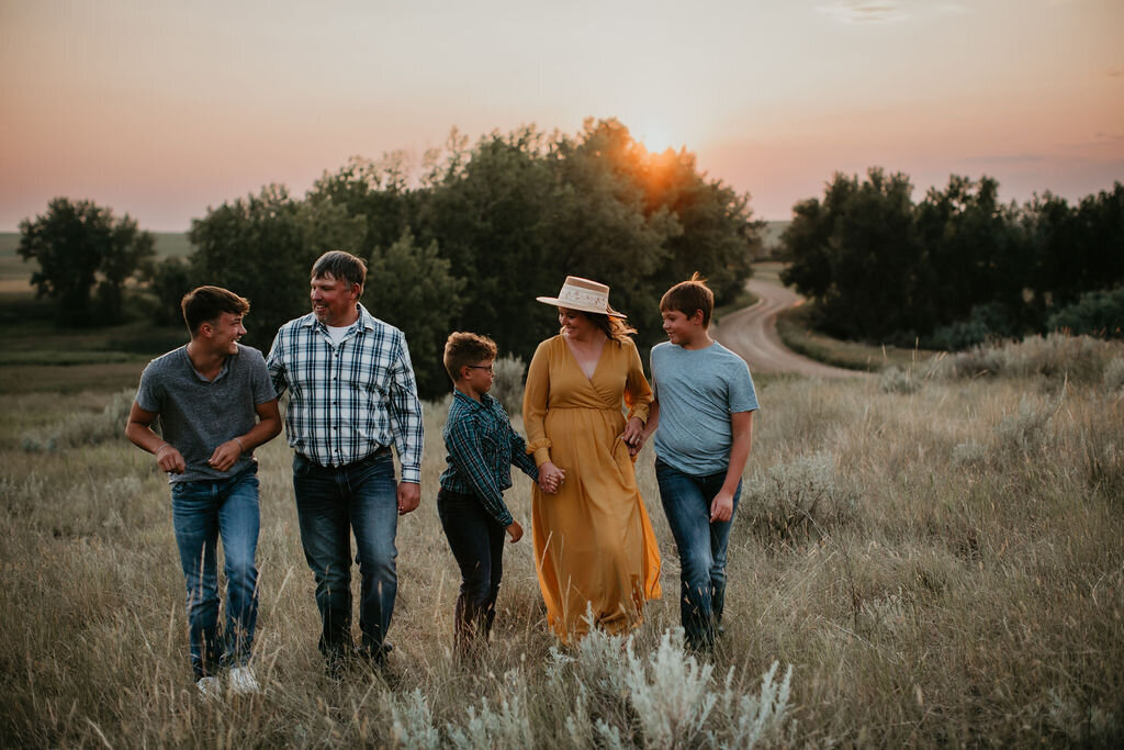 Family portraits at sunset