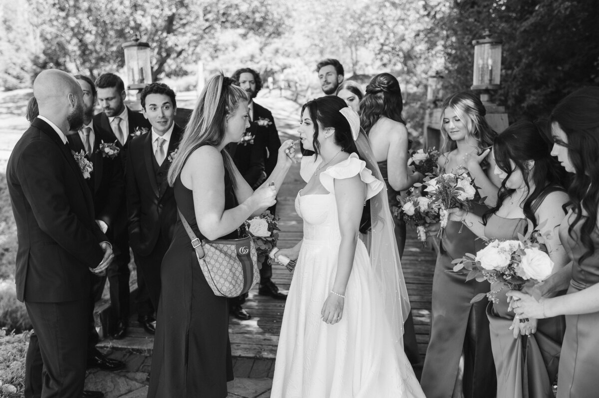 candid wedding photo of wedding party