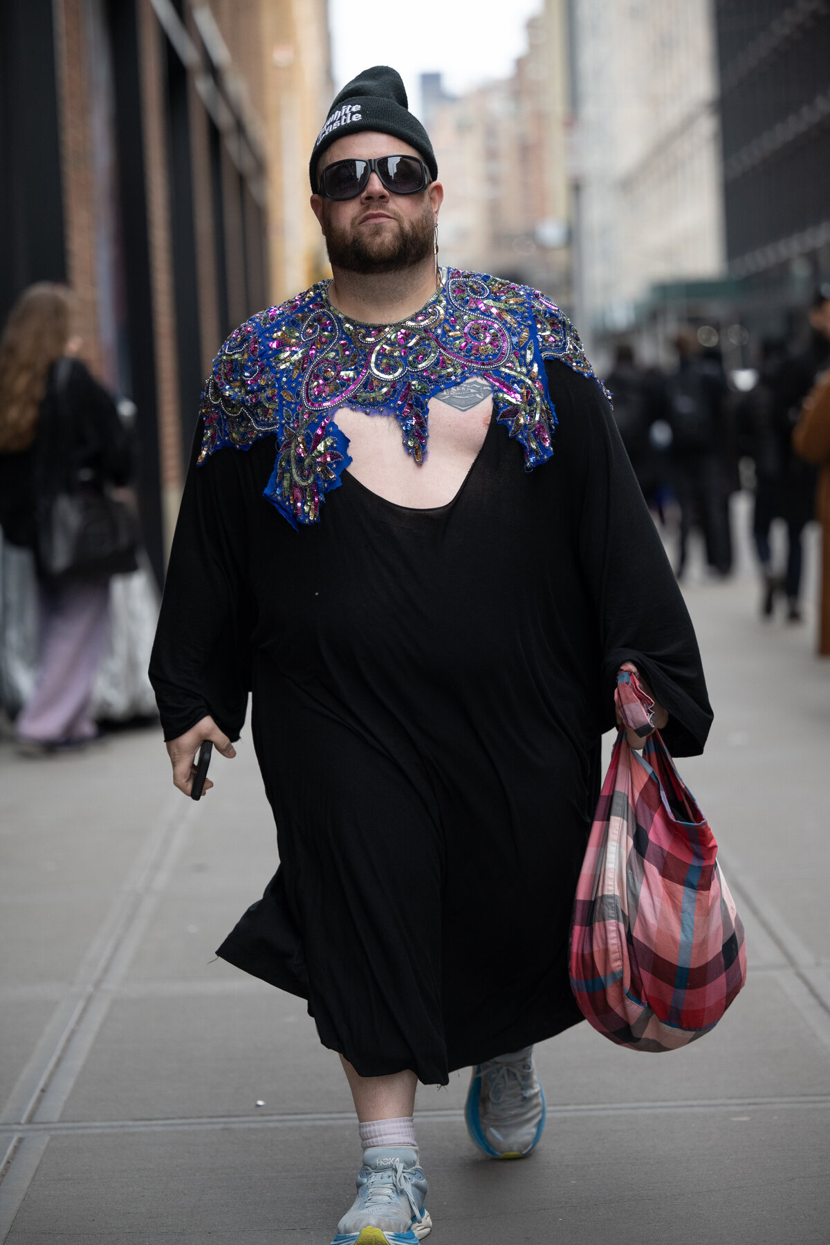 man in black dress