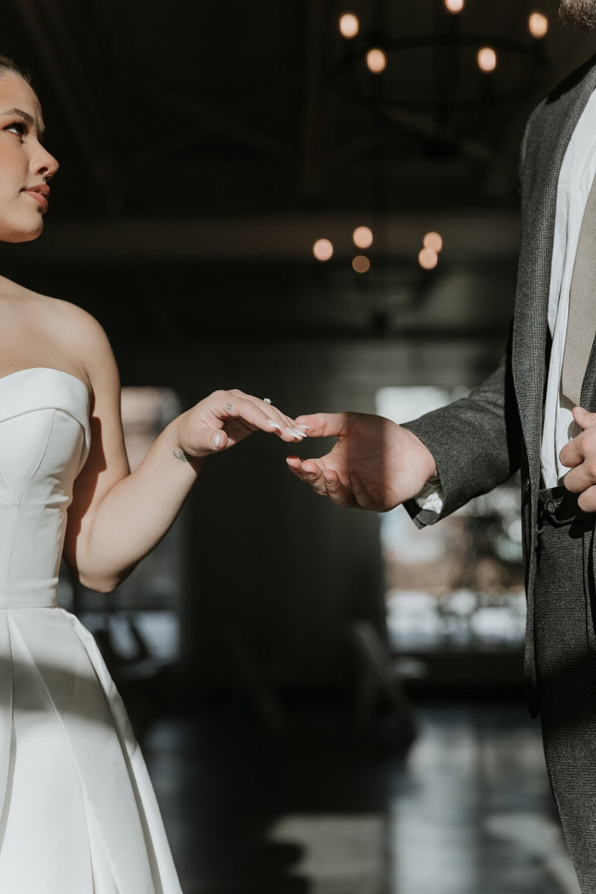 Bride and groom at at The Brownstone, modern and elegant Calgary, Alberta wedding venue, featured on the Brontë Bride Vendor Guide.