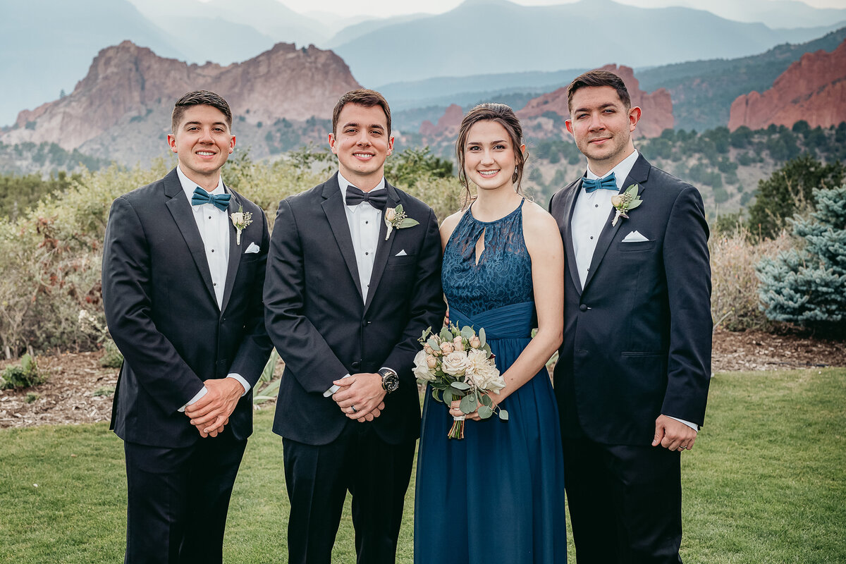 Groom with Siblings at the Garden of the Gods Club