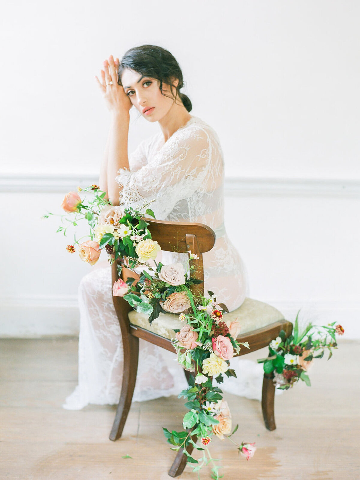 Gorgeous and elegant long lace bridal robe By Catalfo, wedding fashion based in Kelowna. Featured on the Brontë Bride Vendor Guide.