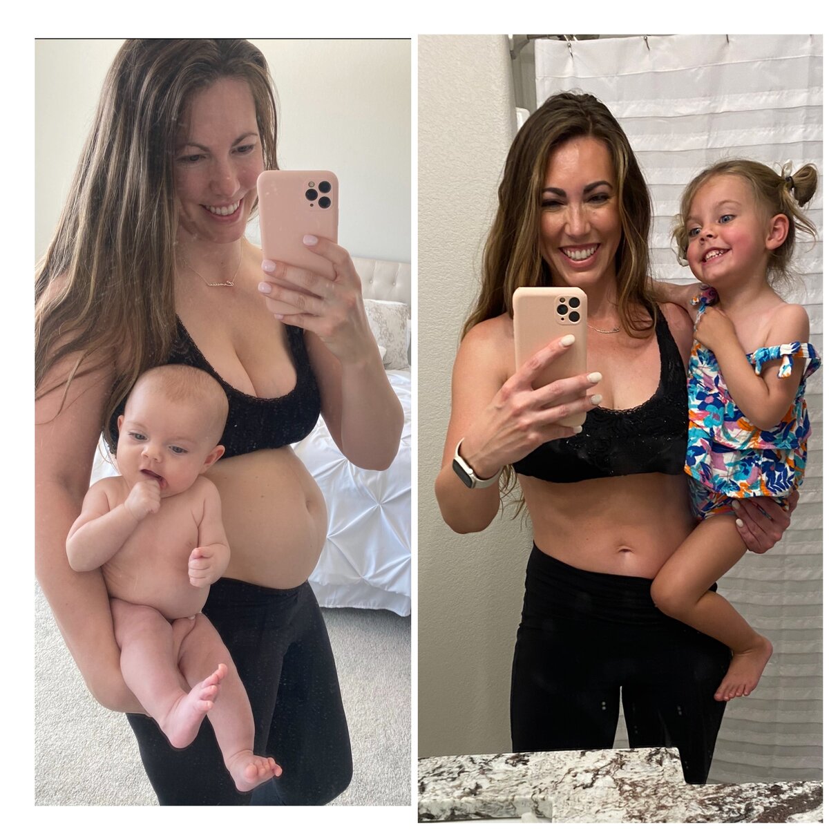 Kirsti before and after photo (2 months PP to 2 years PP) 