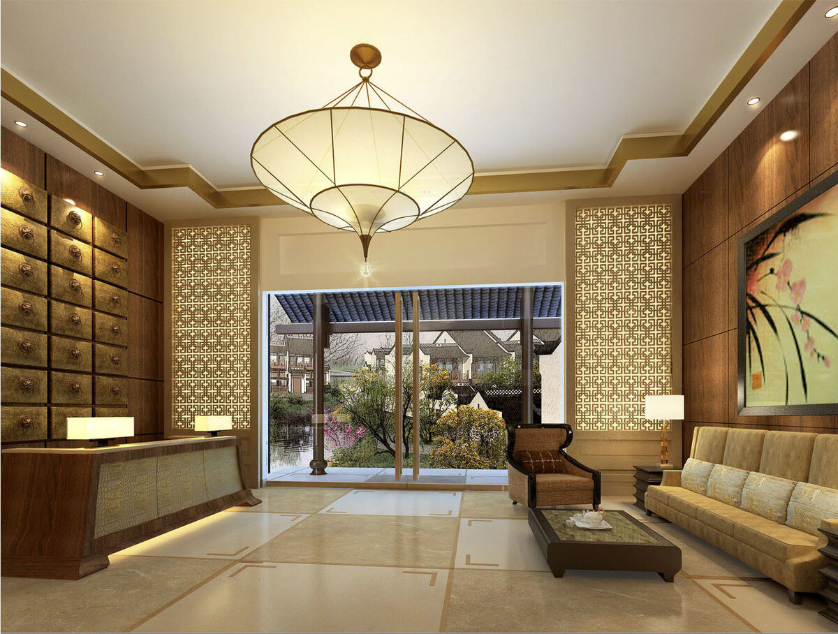 Luxury hotel lobby in China interior design