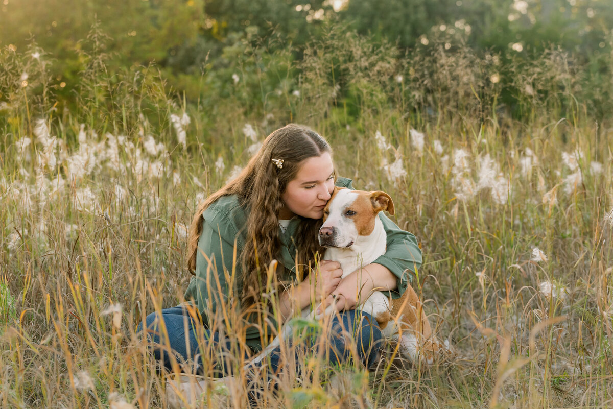 Girl in field with dog-1