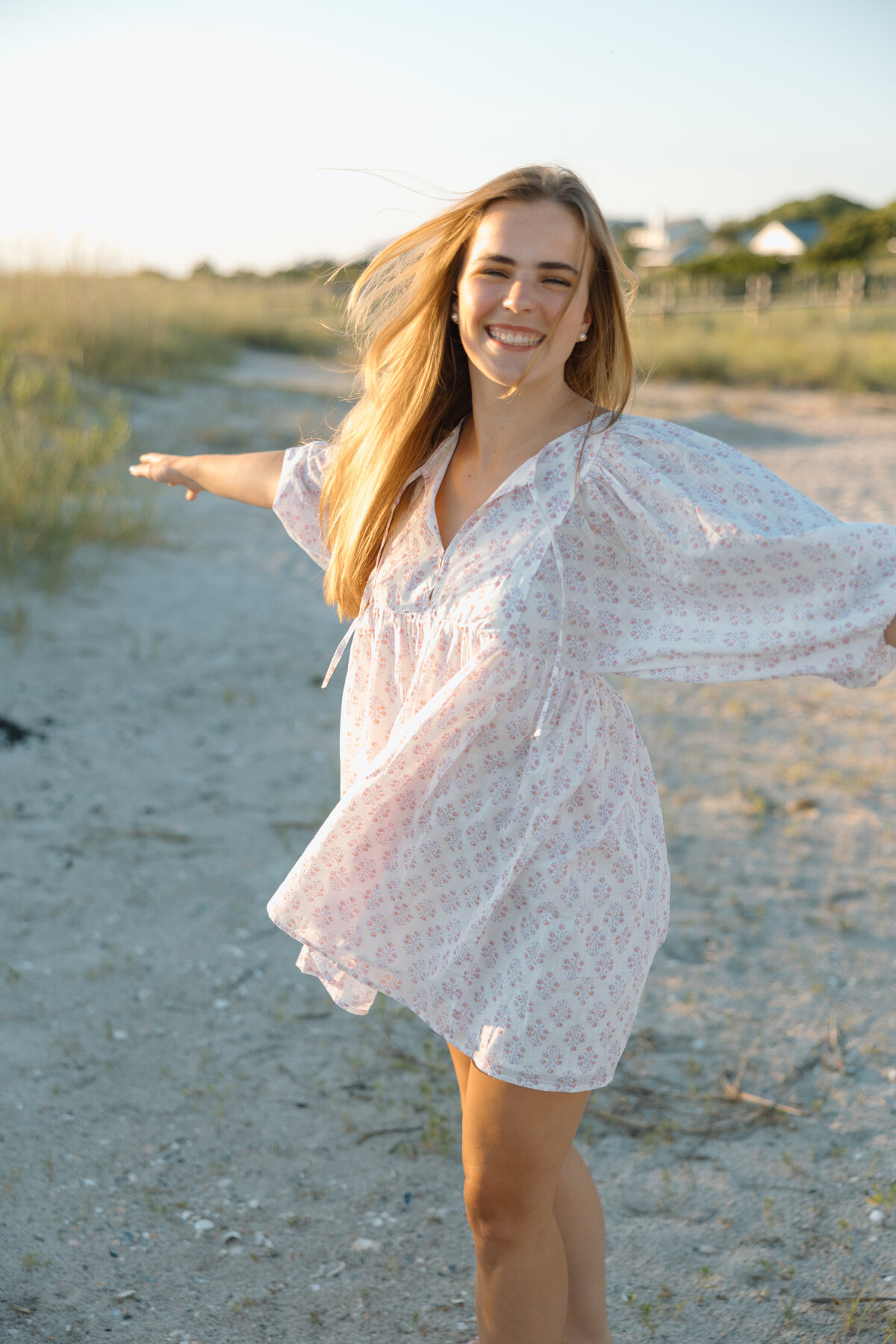 Senior photos on the beach at Edisto at sunset