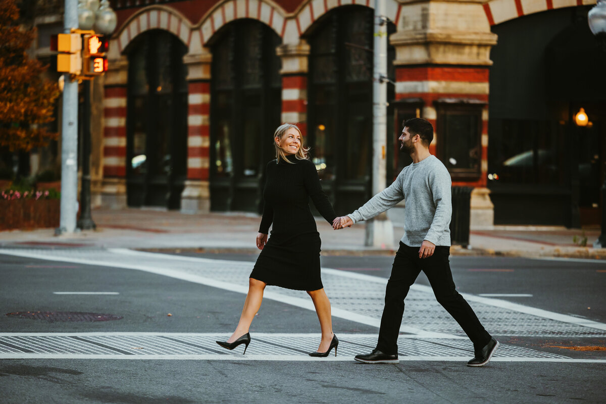 walking across street