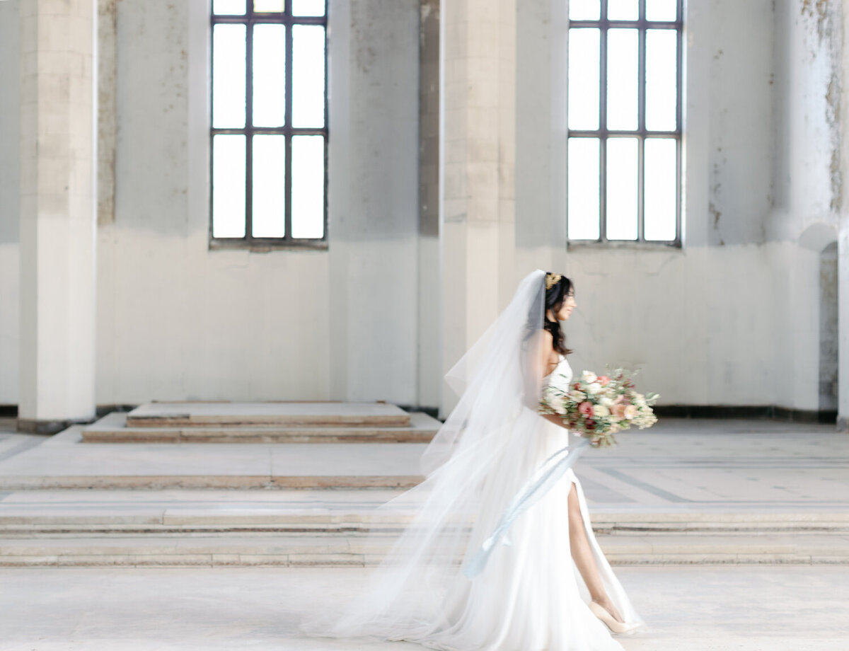 movement wedding photography, bride in cathedral ruins, ancient wedding venue in Europe