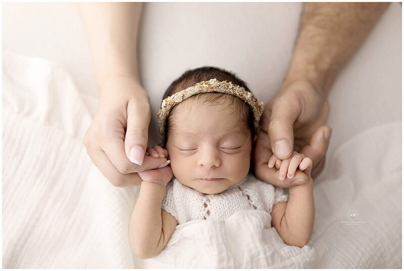 Medina newborn studio session with a bucket