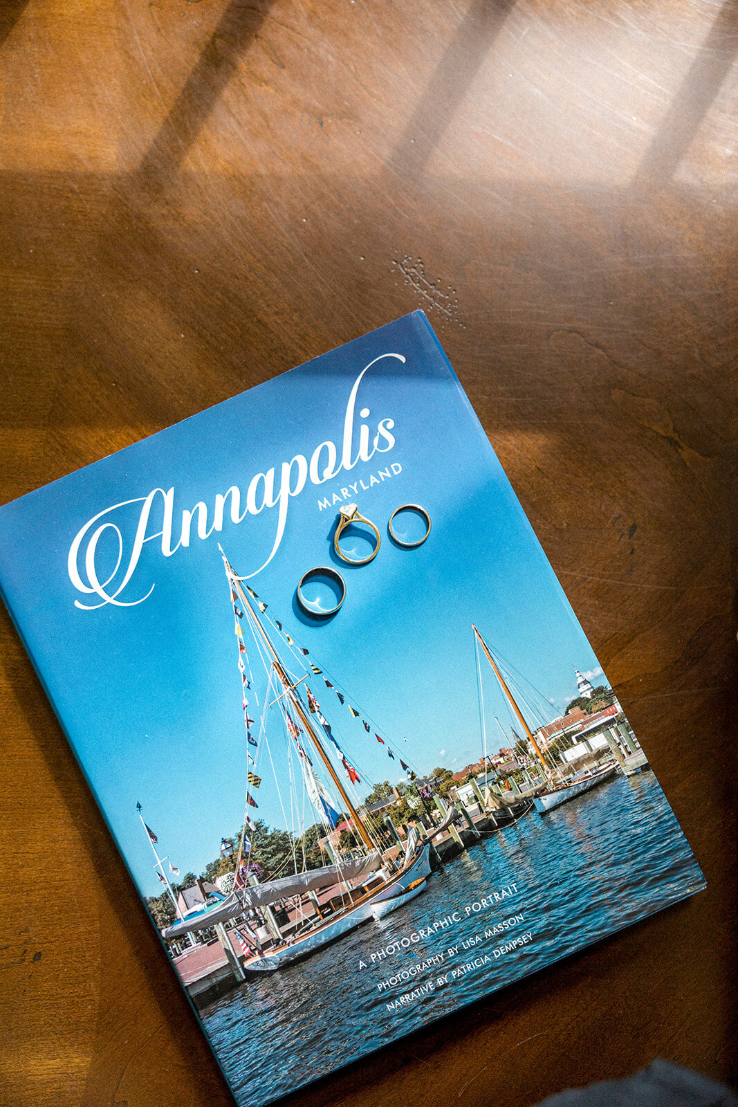wedding rings on an Annapolis, Maryland book