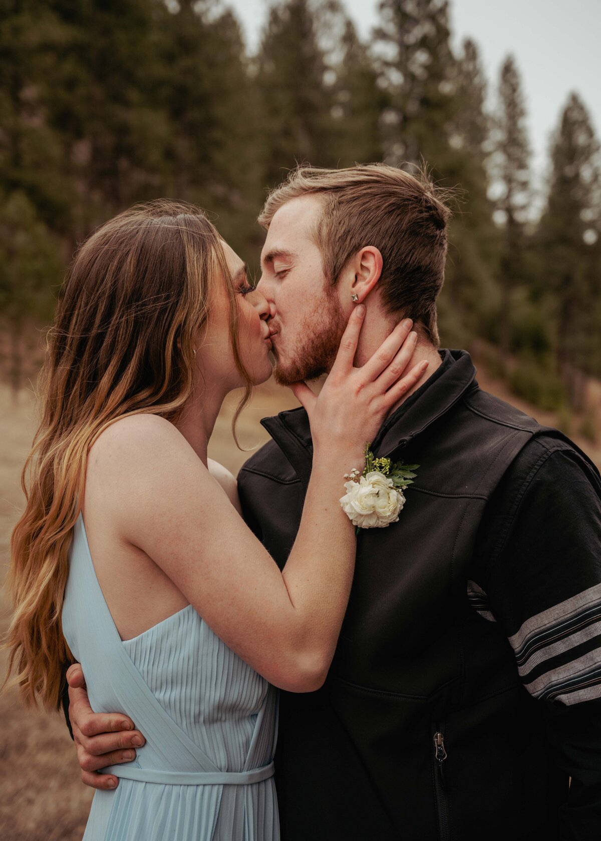 male female couple kissing
