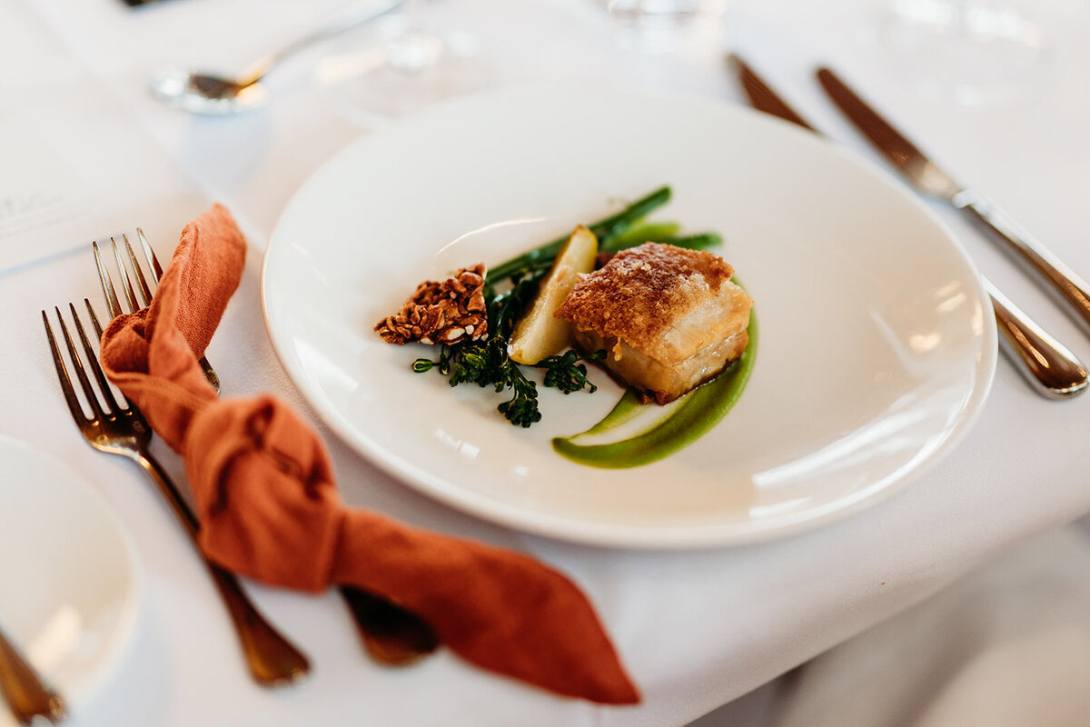 Meal served during a wedding reception at The Marion
