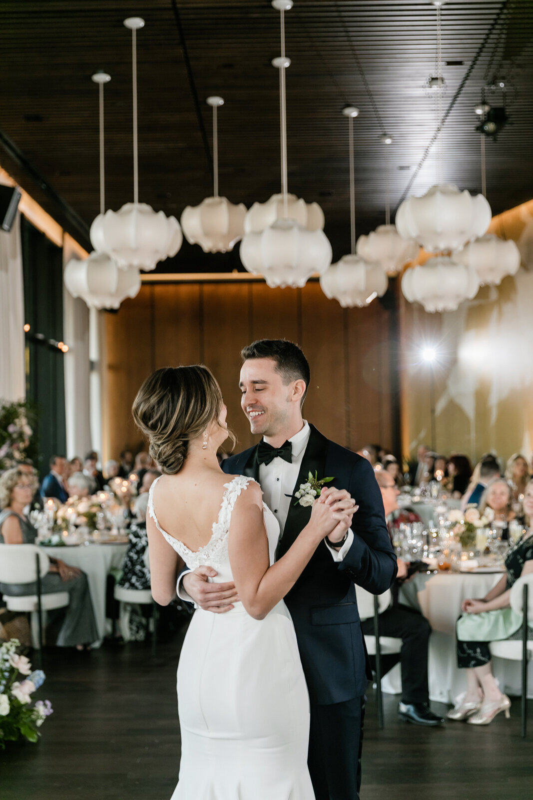 Modern and classy first dance moment at the Virgin Hotel wedding venue.
